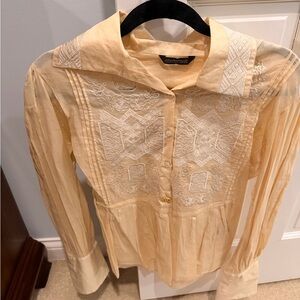 Roberto Cavalli Cream Button Down Shirt